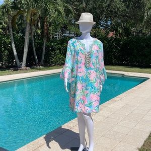 Lilly Pulitzer Elenora Silk Dress. Color: Multi Totally Blossom. Size: XL.